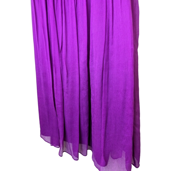 J Crew 100% silk Dress Lucienne purple raspberry Chiffon  crepe one shoulder 8 - Picture 7 of 9
